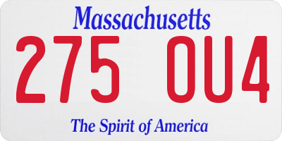 MA license plate 275OU4