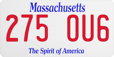 MA license plate 275OU6
