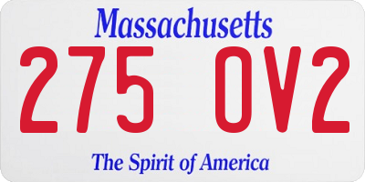 MA license plate 275OV2