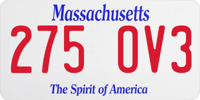 MA license plate 275OV3