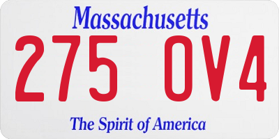 MA license plate 275OV4