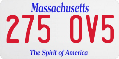MA license plate 275OV5