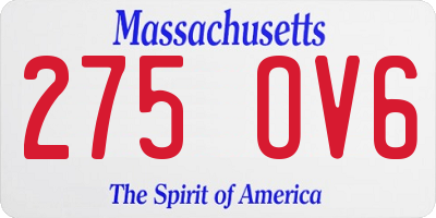 MA license plate 275OV6