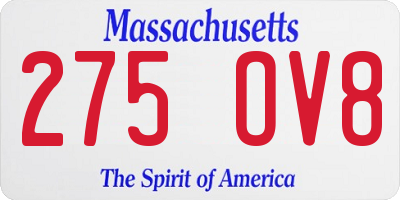 MA license plate 275OV8