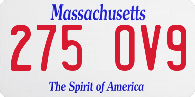 MA license plate 275OV9