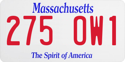 MA license plate 275OW1