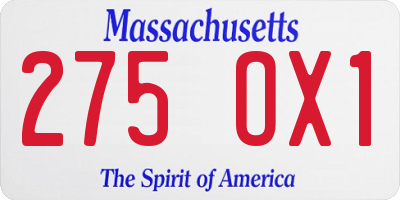 MA license plate 275OX1