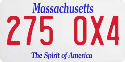 MA license plate 275OX4