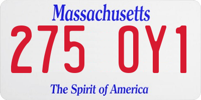 MA license plate 275OY1