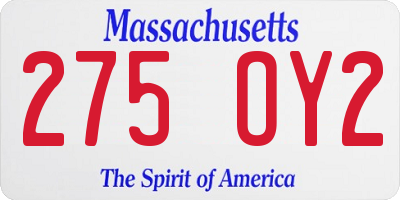 MA license plate 275OY2