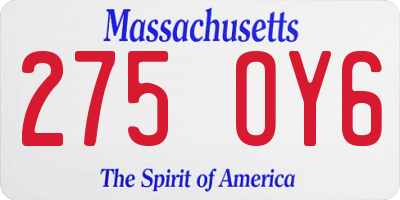 MA license plate 275OY6