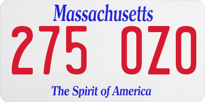 MA license plate 275OZ0