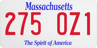 MA license plate 275OZ1