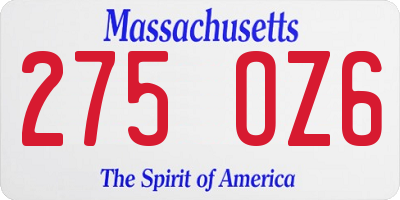 MA license plate 275OZ6