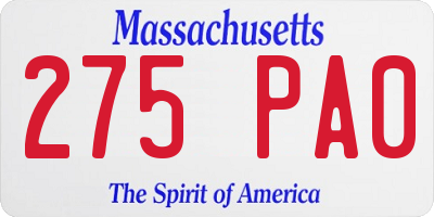 MA license plate 275PA0