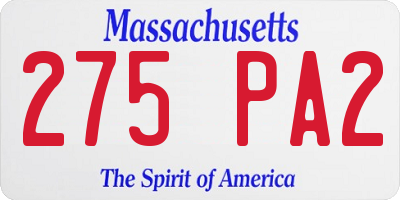 MA license plate 275PA2