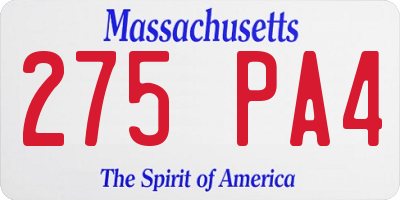 MA license plate 275PA4