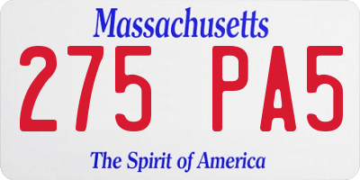MA license plate 275PA5
