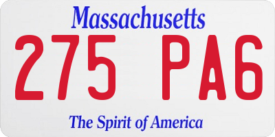 MA license plate 275PA6