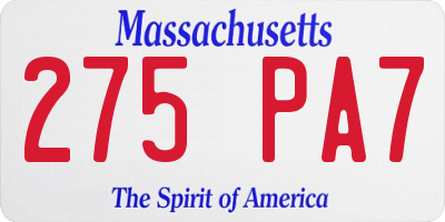 MA license plate 275PA7