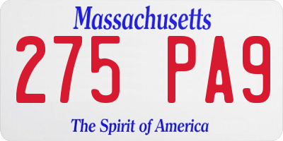 MA license plate 275PA9