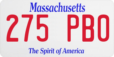 MA license plate 275PB0