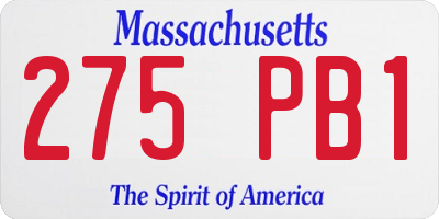 MA license plate 275PB1