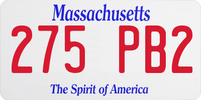 MA license plate 275PB2