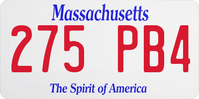 MA license plate 275PB4