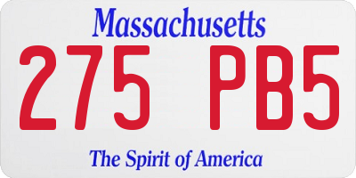 MA license plate 275PB5