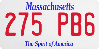MA license plate 275PB6