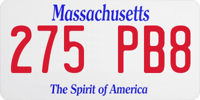 MA license plate 275PB8
