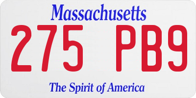 MA license plate 275PB9
