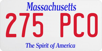 MA license plate 275PC0