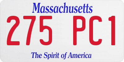 MA license plate 275PC1