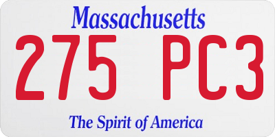 MA license plate 275PC3