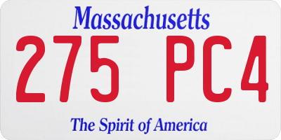 MA license plate 275PC4