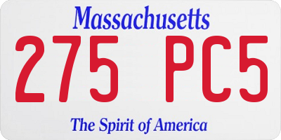 MA license plate 275PC5