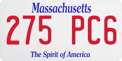 MA license plate 275PC6