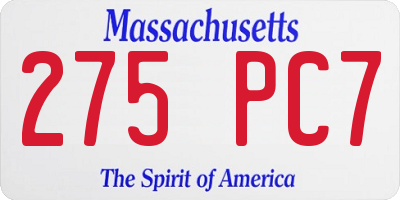MA license plate 275PC7