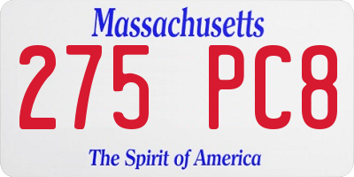 MA license plate 275PC8