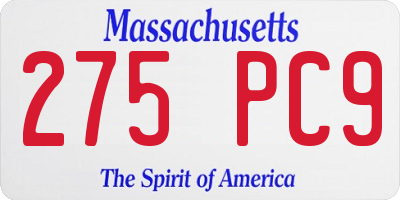 MA license plate 275PC9