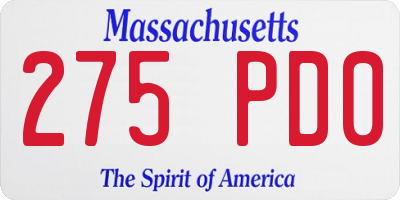 MA license plate 275PD0