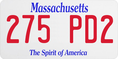 MA license plate 275PD2