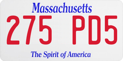 MA license plate 275PD5