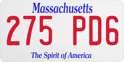 MA license plate 275PD6