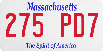 MA license plate 275PD7