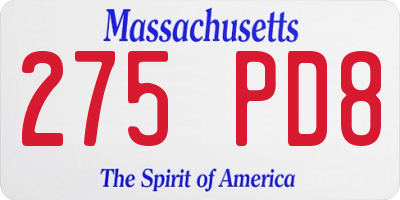 MA license plate 275PD8