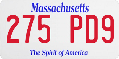 MA license plate 275PD9