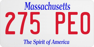 MA license plate 275PE0